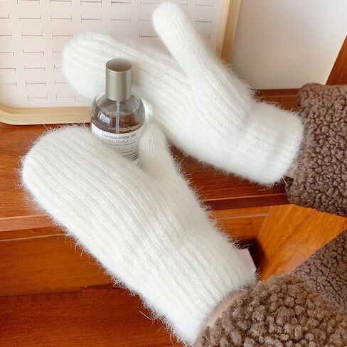 Womens-Winter-Mittens Warm-Knit-Gloves - Soft-Stretchy Faux-Rabbit-Fur-Mittens for Cold-Weather in Saudi Arabia