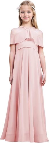 Junior Bridesmaid Dresses Flower Girl Dress Chiffon Maxi Sleeveless A-line for Wedding Teen Girls Party Gowns in Saudi Arabia