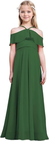 Junior Bridesmaid Dresses Flower Girl Dress Chiffon Maxi Sleeveless A-line for Wedding Teen Girls Party Gowns in Saudi Arabia