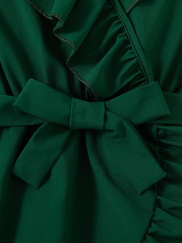 Toddler Girls Special Occasion Dresses with Belt Sleeveless V-Neck Ruffle Hem Elegant Dress in Kuwait