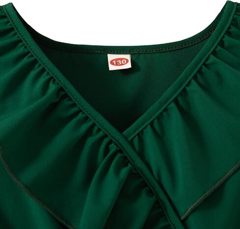 Toddler Girls Special Occasion Dresses with Belt Sleeveless V-Neck Ruffle Hem Elegant Dress in Kuwait