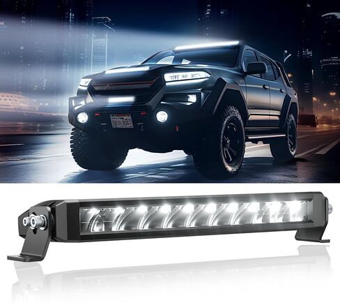 White Amber LED Light Bar 12 Inch Single Row Super Bright Dual Color Slim Spot Flood Combo LED Work Light Driving Fog Lamp for Pickup Off Road Truck ATV UTV Boat in Saudi Arabia