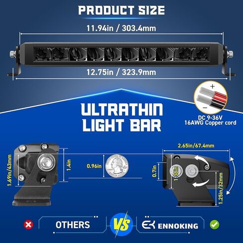 White Amber LED Light Bar 12 Inch Single Row Super Bright Dual Color Slim Spot Flood Combo LED Work Light Driving Fog Lamp for Pickup Off Road Truck ATV UTV Boat in Saudi Arabia