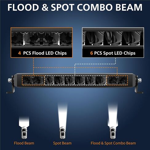White Amber LED Light Bar 12 Inch Single Row Super Bright Dual Color Slim Spot Flood Combo LED Work Light Driving Fog Lamp for Pickup Off Road Truck ATV UTV Boat in Saudi Arabia