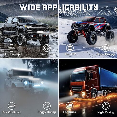 White Amber LED Light Bar 12 Inch Single Row Super Bright Dual Color Slim Spot Flood Combo LED Work Light Driving Fog Lamp for Pickup Off Road Truck ATV UTV Boat in Saudi Arabia