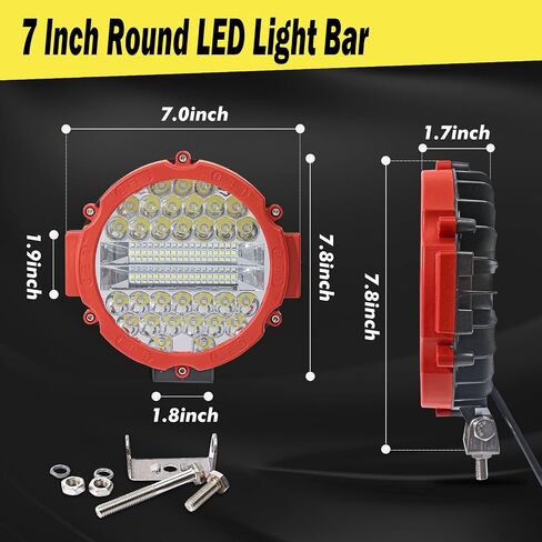 Round LED Off Road Pod Lights, 7 inch LED Offroad Driving Lights with Wiring Harness 201W 15000LM LED Driving Auxiliary Fog Lights for ATV, SUV, Truck, Pickup, Golf, 2 Pack in Saudi Arabia