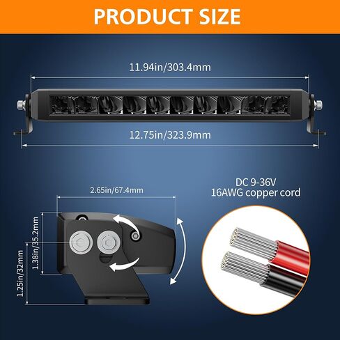 White Amber LED Light Bar 12 Inch Single Row Super Bright Dual Color Slim Spot Flood Combo LED Work Light Driving Fog Lamp for Pickup Off Road Truck ATV UTV Boat in Kuwait