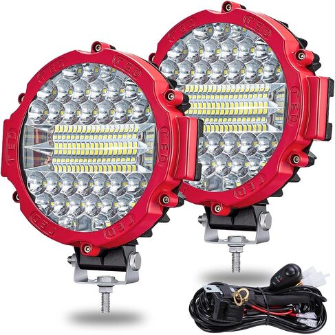 Round LED Off Road Pod Lights, 7 inch LED Offroad Driving Lights with Wiring Harness 201W 15000LM LED Driving Auxiliary Fog Lights for ATV, SUV, Truck, Pickup, Golf, 2 Pack in Saudi Arabia