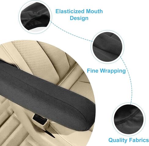 2 PCS Car Front Seat Armrest Protective Cover,Universal Size Elastic Car Armrest Protectors Anti-Scratch Comfortable Car Armrest Cover for Most Car Truck SUV(Beige) in Saudi Arabia