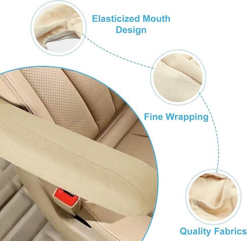 2 PCS Car Front Seat Armrest Protective Cover,Universal Size Elastic Car Armrest Protectors Anti-Scratch Comfortable Car Armrest Cover for Most Car Truck SUV(Beige) in Saudi Arabia