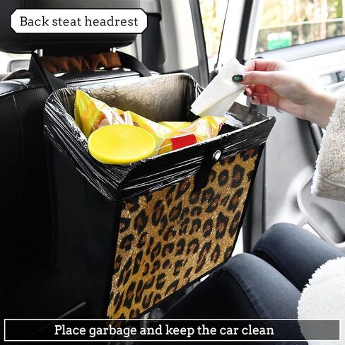 Red Cherry Car Trash Can, Foldable Hanging Car Trash Bag, Small Waterproof Car Accessories Garbage Bin in Kuwait