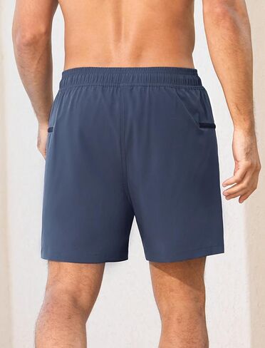 Mens Swim Trunks with Printed Compression Liner Quick Dry Bathing Suits 6" Beach Swimming Shorts with Zipper Pockets in Saudi Arabia