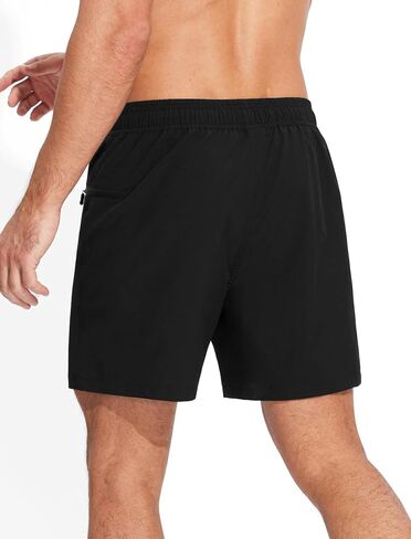 Mens Swim Trunks with Printed Compression Liner Quick Dry Bathing Suits 6" Beach Swimming Shorts with Zipper Pockets in Saudi Arabia