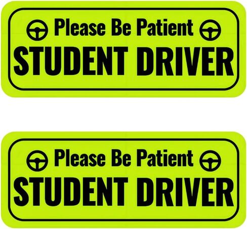 2 PCS Student Driver Magnet for Car, Please Be Patient Magnetic Reflective Rookie Driver Safety Warning, New Drivers Sticker for Bumper Door Trunk, Car Accessories (Pink) in Kuwait
