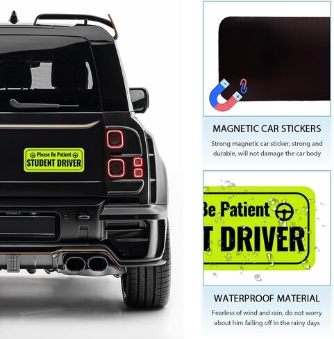 2 PCS Student Driver Magnet for Car, Please Be Patient Magnetic Reflective Rookie Driver Safety Warning, New Drivers Sticker for Bumper Door Trunk, Car Accessories (Pink) in Kuwait