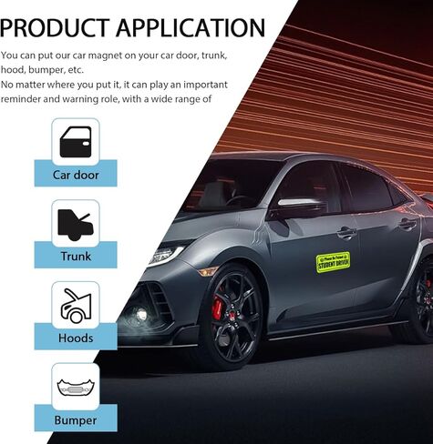 2 PCS Student Driver Magnet for Car, Please Be Patient Magnetic Reflective Rookie Driver Safety Warning, New Drivers Sticker for Bumper Door Trunk, Car Accessories (Pink) in Kuwait