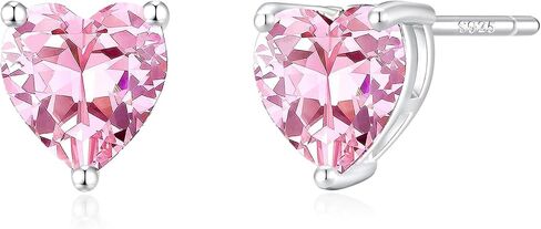 14K Gold Plated Stud Earrings 925 Sterling Silver Post Earrings Heart Love Cubic Zirconia Stud Earrings Small Cute for Women in Saudi Arabia