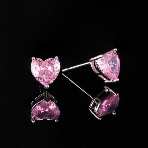14K Gold Plated Stud Earrings 925 Sterling Silver Post Earrings Heart Love Cubic Zirconia Stud Earrings Small Cute for Women in Saudi Arabia