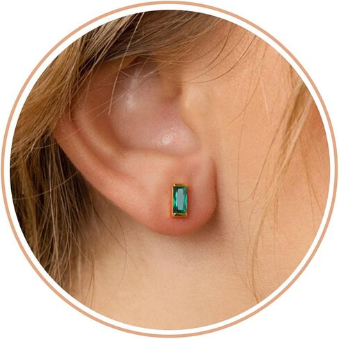 JSJOY Dainty Birthstone Stud Earrings for Women Tiny Birthstone Earring Birthday Gifts for Teen Minimalist Gold Earrings Valentine's Day Mother's Day Gifts for Mother Wife Girlfriend Her in Kuwait