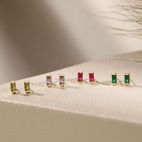 JSJOY Dainty Birthstone Stud Earrings for Women Tiny Birthstone Earring Birthday Gifts for Teen Minimalist Gold Earrings Valentine's Day Mother's Day Gifts for Mother Wife Girlfriend Her in Kuwait