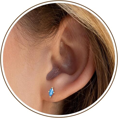 JSJOY Dainty Birthstone Stud Earrings for Women Tiny Birthstone Earring Birthday Gifts for Teen Minimalist Gold Earrings Valentine's Day Mother's Day Gifts for Mother Wife Girlfriend Her in Kuwait