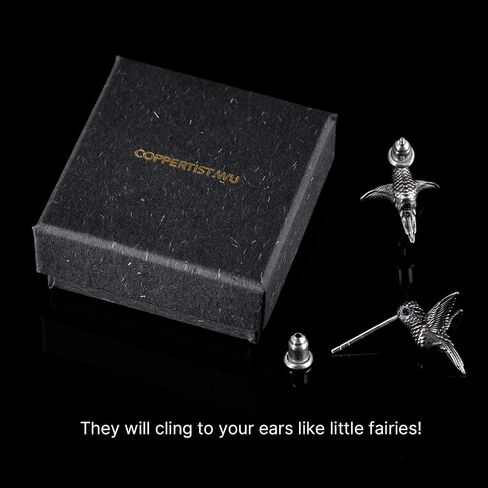 Coppertist.wu Hummingbird stud arcs arrings dainty arrings hummingbird gifts for women women (925 sterling silver/18 k Gold Vermeil) in Kuwait