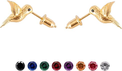 Coppertist.wu Hummingbird stud arcs arrings dainty arrings hummingbird gifts for women women (925 sterling silver/18 k Gold Vermeil) in Kuwait