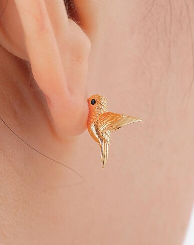 Coppertist.wu Hummingbird stud arcs arrings dainty arrings hummingbird gifts for women women (925 sterling silver/18 k Gold Vermeil) in Kuwait