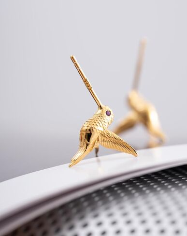 Coppertist.wu Hummingbird stud arcs arrings dainty arrings hummingbird gifts for women women (925 sterling silver/18 k Gold Vermeil) in Kuwait