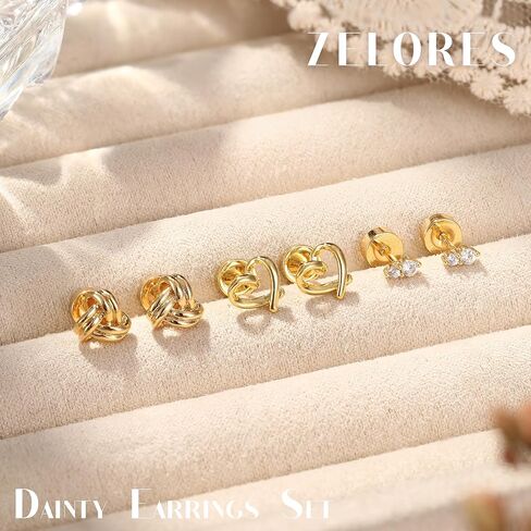 3 Pairs Gold Plated Flat Back Earrings for Women 925 Sterling Silver Post Tragus Cartilage Earring Set for Multiple Piercing Trendy Flatback Stud Earrings in Saudi Arabia