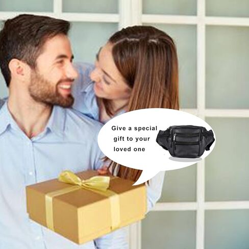 Leather Fanny Pack For Men & Women Belt Bag With Adjustable Waist Belt, Lightweight Fanny Pack Comes With Multiple Zippered Pockets Easy Carry Any Phone,Wallet (brown) in Saudi Arabia