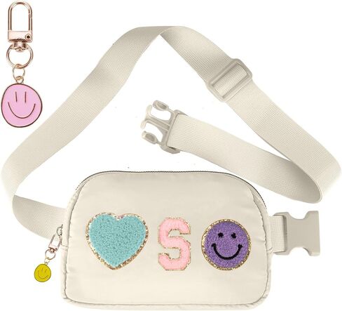 Fanny Pack for Girls 4-14, Nylon Kids Crossbody Bag Belt Bag with Keychain, Party Waist Bags for Kids Teens Girls, Personalized Gifts for Birthday Party Christmas, Pink A in Saudi Arabia