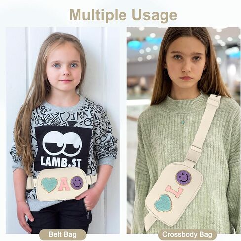 Fanny Pack for Girls 4-14, Nylon Kids Crossbody Bag Belt Bag with Keychain, Party Waist Bags for Kids Teens Girls, Personalized Gifts for Birthday Party Christmas, Pink A in Saudi Arabia