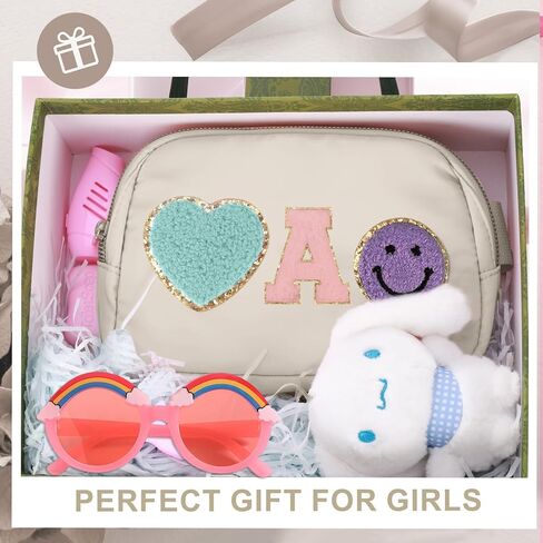 Fanny Pack for Girls 4-14, Nylon Kids Crossbody Bag Belt Bag with Keychain, Party Waist Bags for Kids Teens Girls, Personalized Gifts for Birthday Party Christmas, Pink A in Saudi Arabia