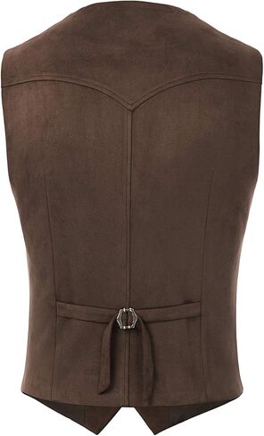 PJ PAUL JONES Mens Faux Suede Leathr Suit Vest Western Cowboy Dress Vests with Pockets in Saudi Arabia