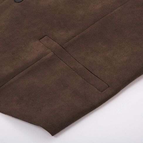 PJ PAUL JONES Mens Faux Suede Leathr Suit Vest Western Cowboy Dress Vests with Pockets in Saudi Arabia