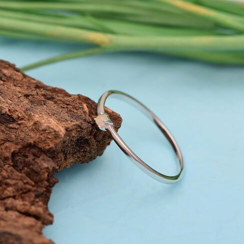 Natural Opal Round Shape Gemstone 925 Sterling Silver Stackable Women Ring | Wedding, Engagement, Promise, Love Jewelry | Graduation Gift in Saudi Arabia