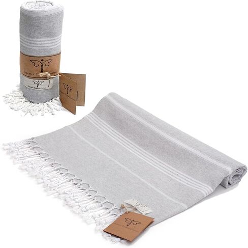 SMYRNA TURKISH COTTON Classical Series Original Turkish Beach Towel | Prewashed, 37 x 71 Inches | Peshtemal and Turkish Bath Towel for SPA, Beach, Pool, Gym and Bathroom in Saudi Arabia