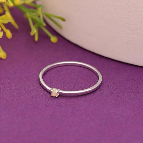 Natural Opal Round Shape Gemstone 925 Sterling Silver Stackable Women Ring | Wedding, Engagement, Promise, Love Jewelry | Graduation Gift in Saudi Arabia
