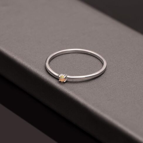Natural Opal Round Shape Gemstone 925 Sterling Silver Stackable Women Ring | Wedding, Engagement, Promise, Love Jewelry | Graduation Gift in Saudi Arabia