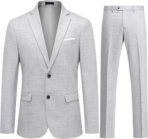Mens 2 Piece Checked Suit Slim Fit 1 Button Plaid Casual Formal Blazer Pants Set in Saudi Arabia