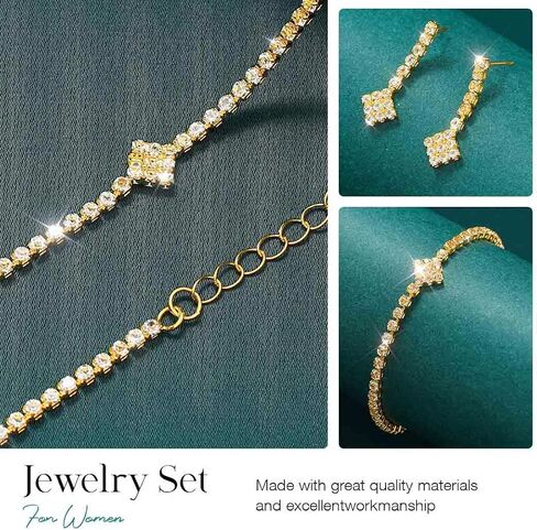 Aukmla Rhinestones مجوهرات الزفاف الزفاف مجموعات سوار أقراط القلادة المبرمة مجموعة مجوهرات رسمية للعرائس والنساء in Kuwait