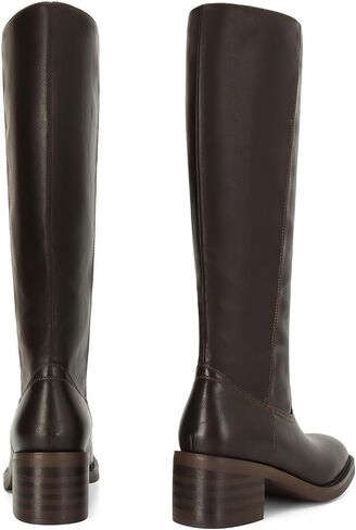DOEYG Women's Knee High Boots Square Toe Riding Boots Chunky Block Heel Tall Motorcycle Boots Pull on Wide Calf Fashion Comfortable Biker Booties Yellow Size 10 in Saudi Arabia