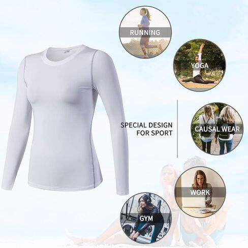 قميص ضغوط رياضية جافة للسيدات طبقة قاعدة التمرينات الطويلة طبقة TIRT TOPS Sports Tops Tops Sports in Kuwait