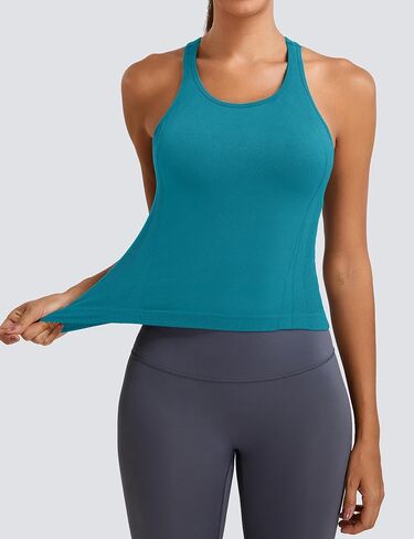 MathCat Workout Tank Tops for Women Seamless Racerback Shirts with Built in Bra Gym Running Athletic Yoga Tops in Saudi Arabia