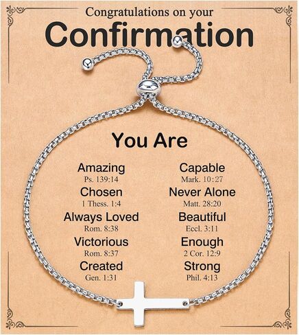 Cross Link Bracelet Baptism Confirmation Gifts for Daughter Granddaughter Niece Friends in Kuwait