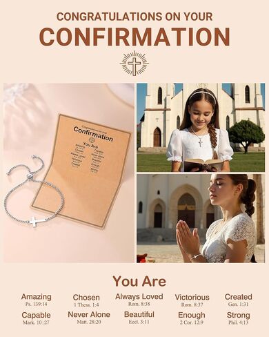 Cross Link Bracelet Baptism Confirmation Gifts for Daughter Granddaughter Niece Friends in Kuwait