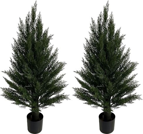 3ft Artificial Cypress Topiary Plants,UV Protection Potted Fake Cedar Plants for Front Door Porch Decor,Realistic Outdoor Trees 2Pack in Saudi Arabia