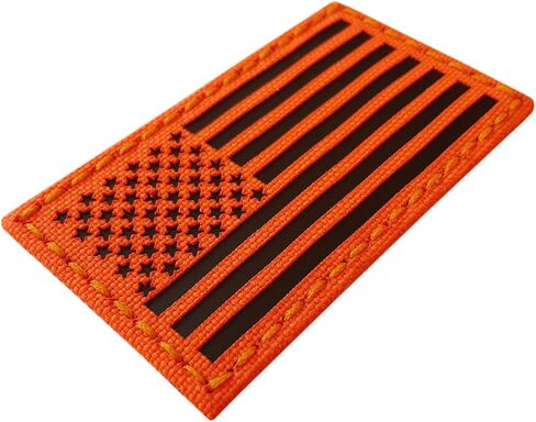 Blaze Orange USA America Flag Fluo hi vis Seals devgru Solas Reflective 2x3.5 SAR Rescue Tactical Fastener Patch in Saudi Arabia
