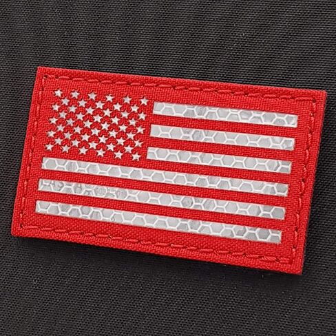 Blaze Orange USA America Flag Fluo hi vis Seals devgru Solas Reflective 2x3.5 SAR Rescue Tactical Fastener Patch in Saudi Arabia
